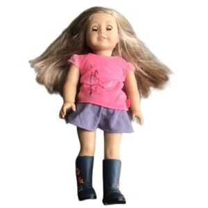 American Girl doll 2013 blonde hair green eyes no freckles silver star earrings